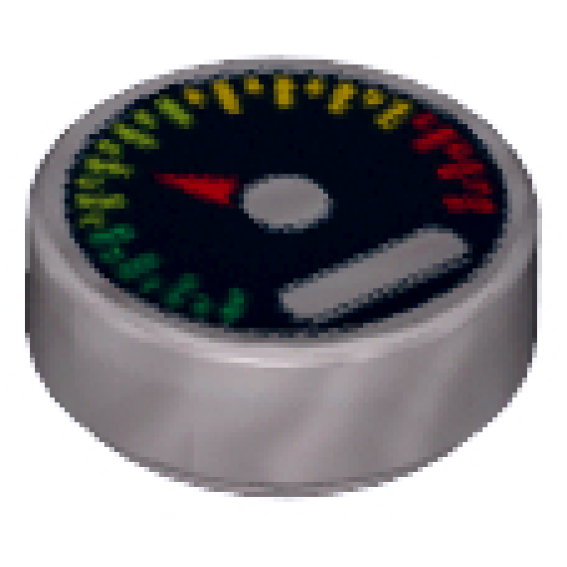 Tegel, Rond 1x1 meter met rode wijzer opdruk Flat Silver